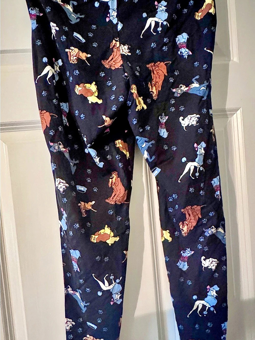 Disney Dog Print Leggings Black & Blue Waist 1 NWT